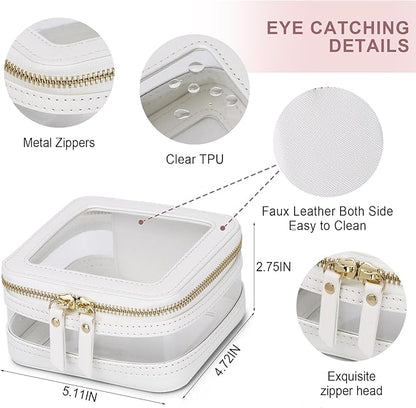Pinkmik Travel Makeup Bag Set Portable Clear Cosmetic & Toiletry Case Women's Purse Organizer and Car Essentials with Zipper (White, M+MINI-2)