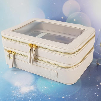 SANHECUN Clear Travel Toiletry bag Toiletry Case Carry on Travel Accessories Bag Makeup Bag(White, SHC-TL-2)