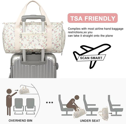 BLUBOON Duffle Bag Girls Kids Cute Gym Bag with Shoes Compartment & Wet Separation Waterproof Sports Overnight Travel Bag