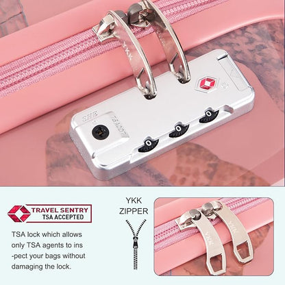 Somago Spinner 18" Hardside PC Carry on Suitcase with TSA Lock Lightweight Children Luggage(18inch, Seashell Pink)