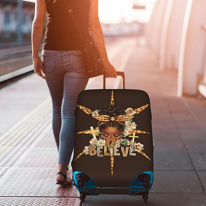 Travel Suitcase Protector African American Girl Elastic Protective Washable Luggage Cover With Concealed Zipper Suitable For 18-32 Inch(XL (for 29-32 inch luggage))