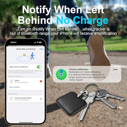 Tracker Tags-4 Pack(iOS Only) Compatible with Apple with 2 Batteries,Replaceable Battery,Bluetooth Luggage Smart GPS Tag Works with Apple Find My APP,Item Finders for Dog/Key/Luggage