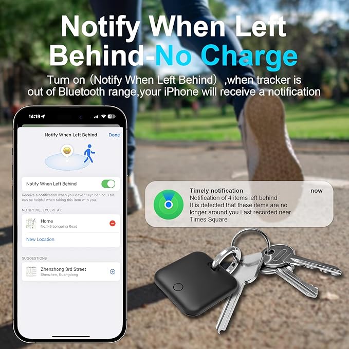 Tracker Tags-2 Pack(iOS Only) Compatible with Apple with 1 Battery,Replaceable Battery,Bluetooth Luggage Smart GPS Tag Works with Apple Find My APP,Item Finders for Dog/Key/Luggage