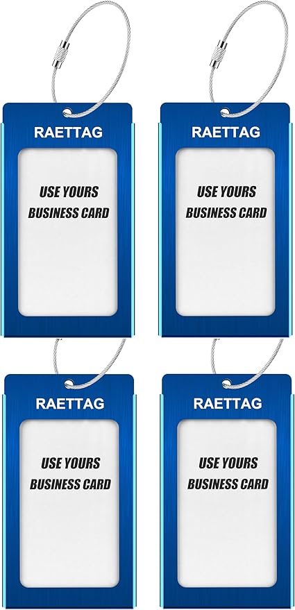 Luggage Tags Metal Suitcase Tags Travel Bag ID Identifier Luggage Tag (Blue 4-Pack)