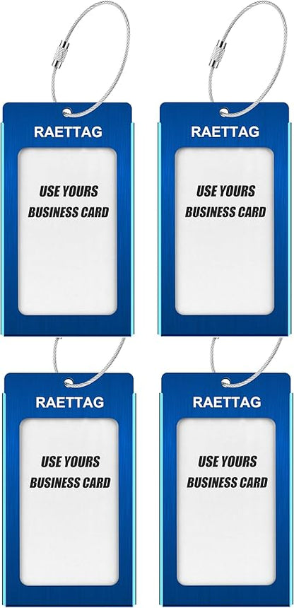 Luggage Tags Metal Suitcase Tags Travel Bag ID Identifier Luggage Tag (Blue 4-Pack)