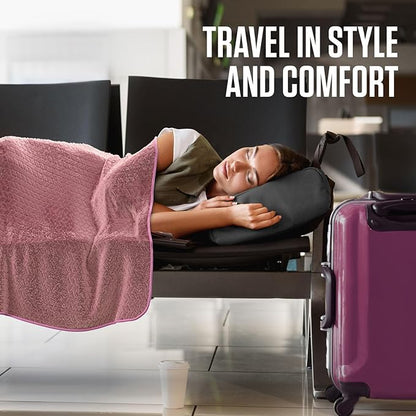 VENTURE 4TH Travel Blanket Pillow – Premium Ultra-Soft & Warm 2-in-1 Blanket or Pillow for Airplane, Car & Bus – Compact, Lightweight & Portable – Lint-Free, No Shedding, No Pilling - Pink