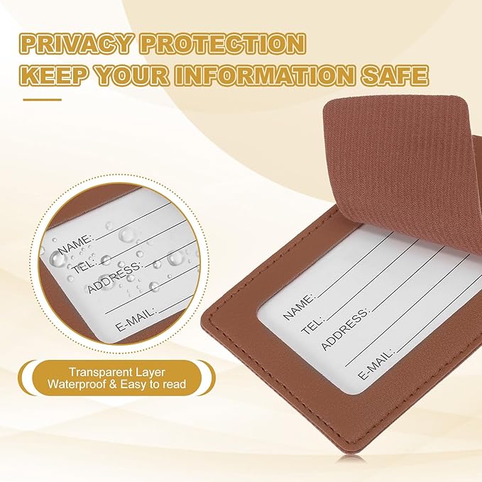 PATIKIL Leather Luggage Tag, 50 Pcs Luggage Tags Pu Bag Tags for Suitcases Airplane Travel Essentials, Brown