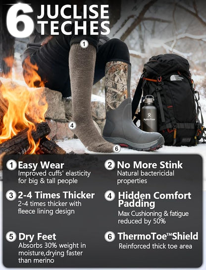 Alpaca Wool Heavyweight Knee High Compression Socks, Thick Winter Thermal Warm Soft Circulation Travel Flying