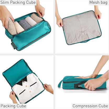 Bagail Ultralight Compression Cubes 7 Set - 3 Packing Cubes, 3 Organizers, and 1 Shoe Bag