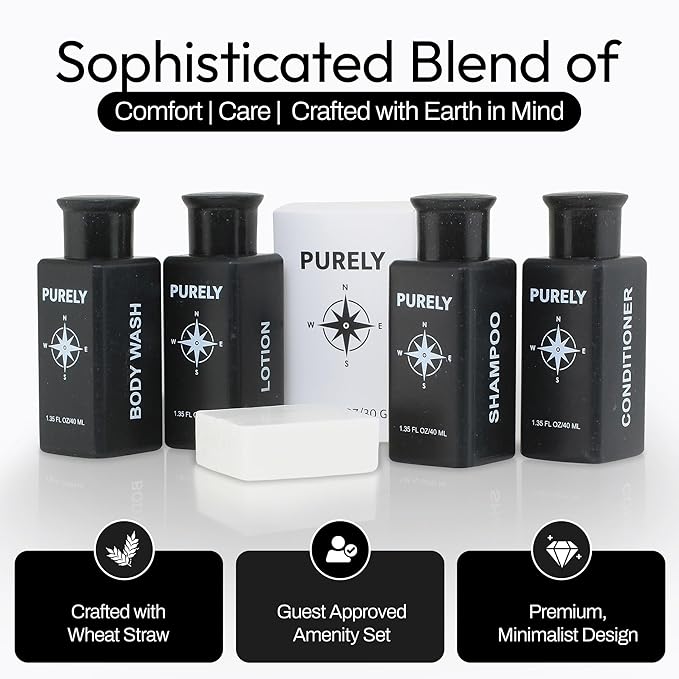 150‑Piece Bulk Travel Toiletries Set | Hotel & Airbnb Essentials | 1.3 oz Wheat‑Straw Bottles | Guest Bathroom Supplies + Homeless Outreach Kit