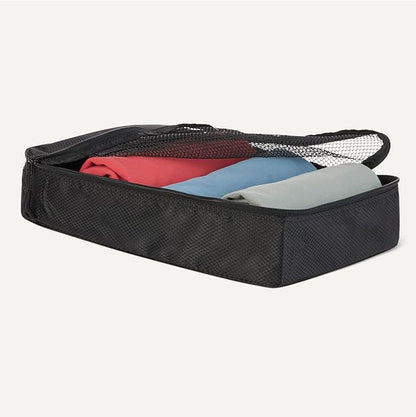 Amazon Essentials 4-Piece Packing Cubes Travel Accessories Set, Luggage Organizer with Double Zipper, Mesh Top, 100% Polyester, Small/Medium/Large/Slim, Black (Previously Amazon Basics)