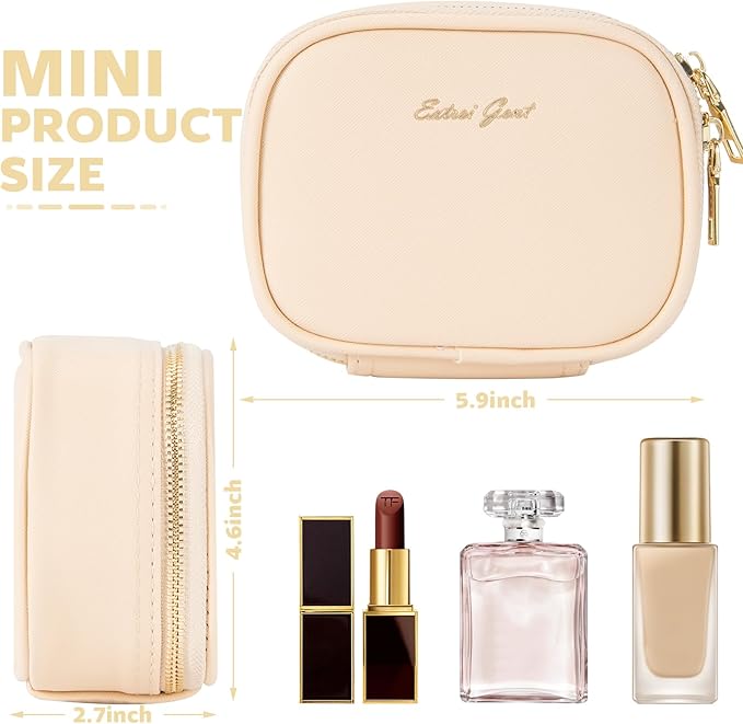 Small Makeup Bag with Led Mirror, Mini Travel Make up Bag 3 Light Modes Adjustable Brightness, for Women Organizer Cosmetic Bag, Portable Travel Train Toiletry Bag, for Pool Parties Work Touch-Ups