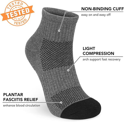 5 Pairs Copper Compression Socks for Women & Men - Ankle Plantar Fasciitis Arch Support Running Socks for Athletic