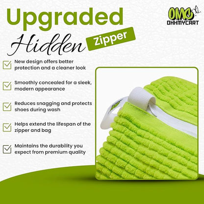 Shoe washing machine bag- Laundry Shoe Bag for washer and dryer, Protective Chenille Mesh Shoe Washing Bag with Invisible Zipper, Durable & Reusable for Sneaker Tennis Shoes (2-pack Green)