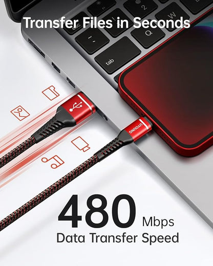 UYOUNG 3 FT iPhone Charging Cable MFi Certified 3 Pack 3 Foot Lightning Cable Fast USB Nylon Braided Charger Cord Compatible with iPhone 14/13/12/11/X/XS/XR/XS Max/8/7/6/5S/SE/iPad