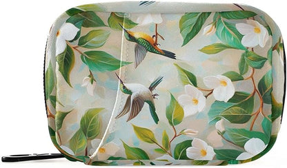 Pill Organizer Box Case Weekly Travel Pill Container Cute Pill Holder 7Day Vitamin Organizer Pill Dispenser Sorter Planner Storage Small Compact Jasmine Flowers Green Leaves and Hummingbird25