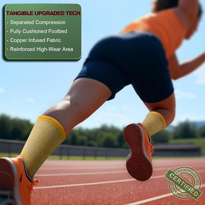 BULLIANT Compression Socks for Men 6Pairs, Athletic Crew Socks Cushioned For Men Sports Running-Arch Support