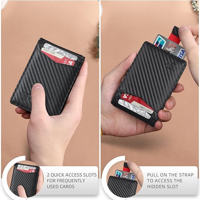 Zitahli Wallet for Men-6 Slots ID Window-Mens Wallets-Slim Wallet Classic Spring Money Clip RFID Blocking-Gift for Men