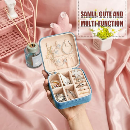 Taiyin 6 Pcs Travel Jewelry Case Organizer Bridesmaid Gift Boxes Mini Storage Organizer Box(Blue)