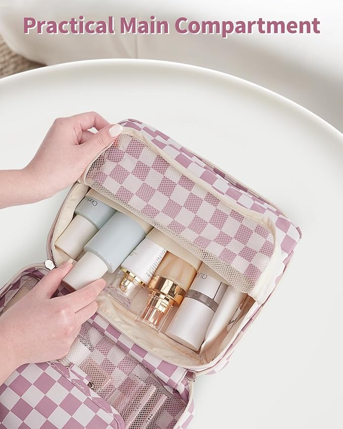 Narwey Small Hanging Travel Toiletry Bag for Women, Travel Bag for Toiletries, Makeup Bag Organizer Cosmetic Bags Make Up Bags for Girls