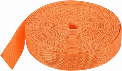 MECCANIXITY Lightweight Polypropylene Webbing Strap 1 1/2" 25 Yard Backpack Strapping Band Light Orange for Outdoor Luggage Cargo Straps