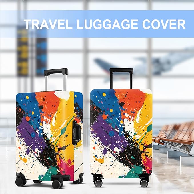 Luggage Cover Washable Suitcase Protector Anti-scratch Suitcase cover Fits 20-34 Inch Luggage (Watercolor, S(20-22inch suitcase))