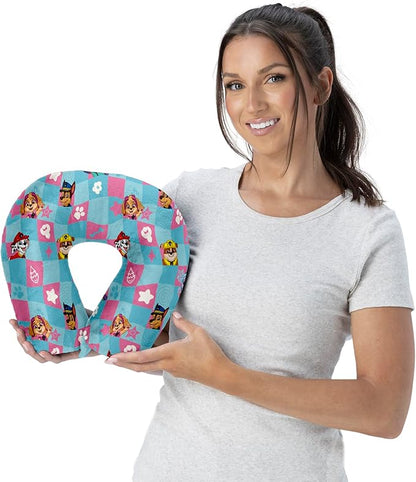 Northwest Paw Patrol Wavy Time Travel Neck Pillow, U-Shaped Plush Cushion for Airplane, Traveling, Car, 12x13 inches