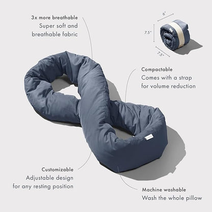 Huzi Infinity Pillow - Travel Neck Pillow - Versatile Soft 360 Support Scarf - Machine Washable - Home Travel Flight Road Trips Airplane Sleeping (Midnight Grey)