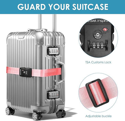 Travel Inspira Luggage Straps for Suitcases with TSA Lock, Protect Your Luggage Anti-Burst, High Visibility Color, Easy to Identify Luggage Adjustable Heavy Duty Belt for 20-32 Inch Suitcases