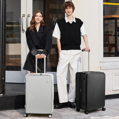 mixi 20 Inch Expandable Carry On Luggage PC Hard Shell Suitcase Top Opening Rolling Travel Suitcases with Spinner Wheels & TSA Lock, Black