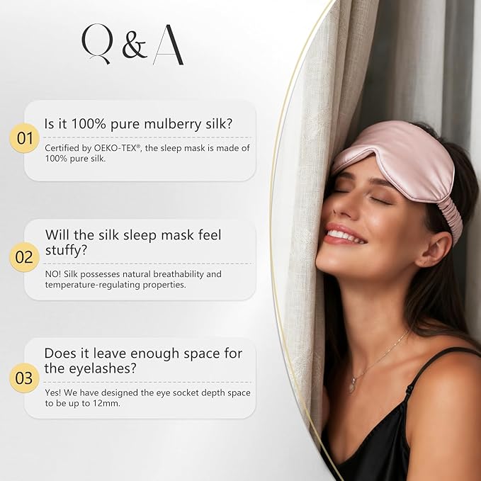 ZIMASILK Adjustable 22 Momme 100% Pure Mulberry Silk Sleep Mask, 3D Contoured Cup Eye Mask for Sleeping, Super Soft Breathable Blindfold, Perfect Blocks Light for Sleeping. (Beige)