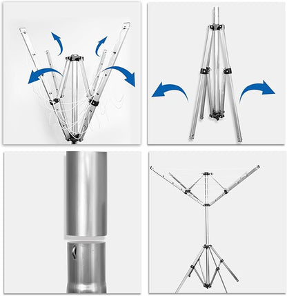 Foldable Clothes Drying Rack, 131 Feet Rotary Clothesline Outdoor for All Weather, Outdoor Clothes Drying Rack for Balcony Patio Use, Quick Dry and Sturdy Frame
