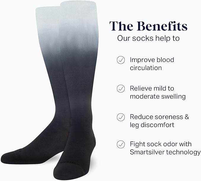 Comrad Nylon Knee High Socks - 15-20mmHg Graduated Compression Socks - Soft & Breathable Support Unisex Socks