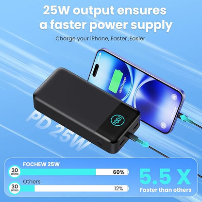 Portable Charger 50800mAh Power Bank,25W PD QC 4.0 USB C Fast Charging External Battery Pack,Travel Outdoor Essentials Portable Cell phone Charger Compatible with iPhone 17/16/15/14/13,Samsung,Android