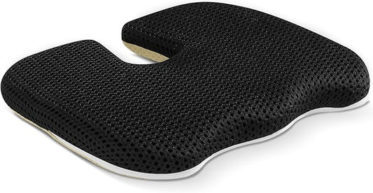 Gooo&Ma Ergonomic Seat Cushion with Air Fiber Core, Office Chair Cushion with Washable Cover & Non-Slip Base for Pressure Relief, Comfort for Long Sitting, Driving, Gaming(Black)