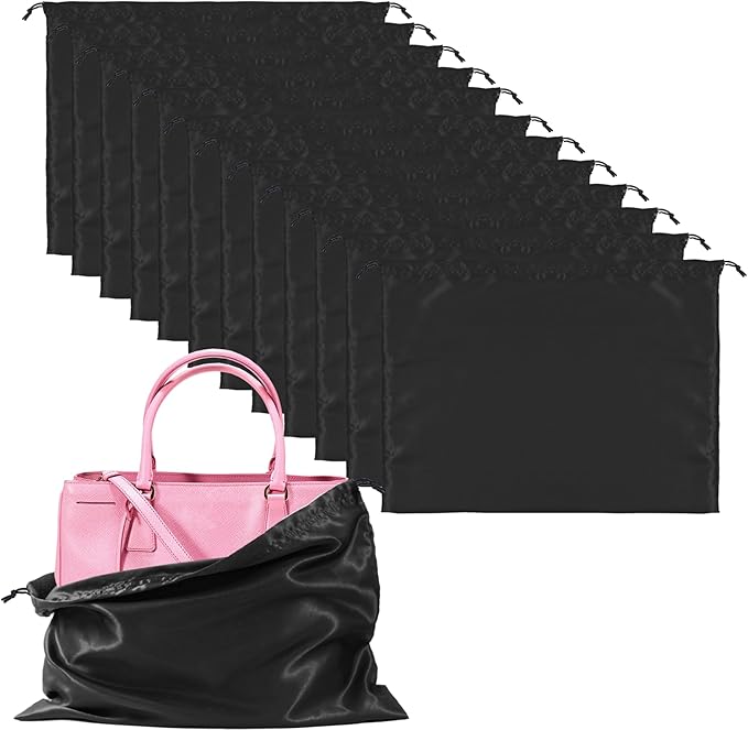 12 Pack Dust Bags For Handbags Travel Storage Pouch, Purse Dust Bags For Storage, Silk Dust Covers With Drawstring For Purse Shoes Boots