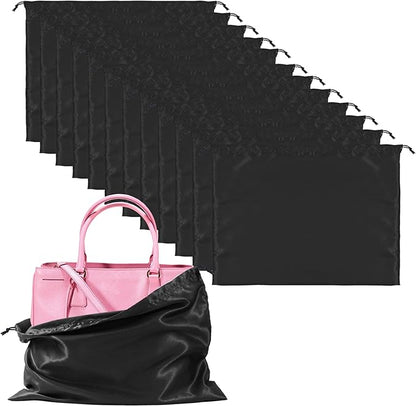 12 Pack Dust Bags For Handbags Travel Storage Pouch, Purse Dust Bags For Storage, Silk Dust Covers With Drawstring For Purse Shoes Boots