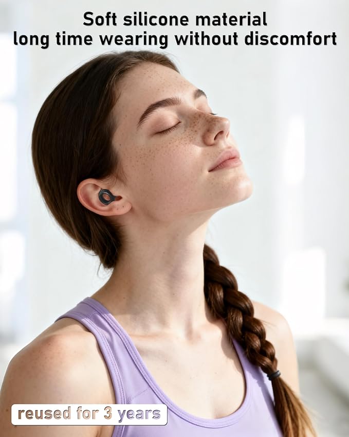 Ear Plugs for Sleeping,30db Noise Cancelling Earbuds with 8 Eartips and Carry Case,Reusable earplugs for Sleep,Focus,Snoring,Shooting,Motorcycle,Airplanes,Musicians. (Black, L-M-S-XS)