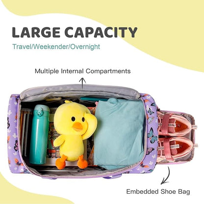 Choco Mocha Girls Galaxy DarkPurple Suitcase with Wheels Kids Purple Rolling Duffle Bag for Camping Teen Girls Toddler Luggage Bag for Travel, 22inch