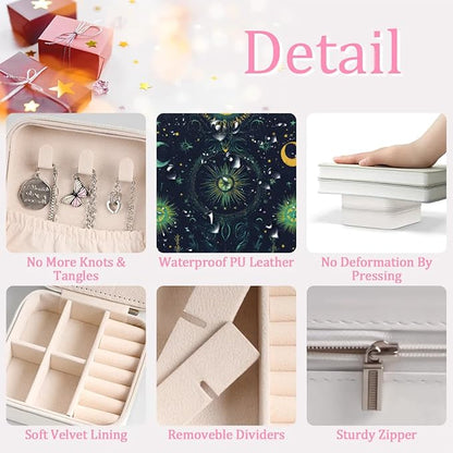 Dark Gothic Leather Jewelry Boxes, Mini Travel Jewelry Case Organizer, Retro Jewelry Organizers and Storage with Mirror, Collectible Fashion Artworks