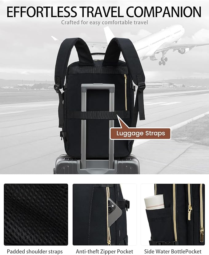 40L Travel Backpack for Women, Carry On Bag Flight Approved, Waterproof Backpacks with 3 Packing Cubes, Weekender Personal Item Backpack for Airplane Travel Essentials, TSA Approved