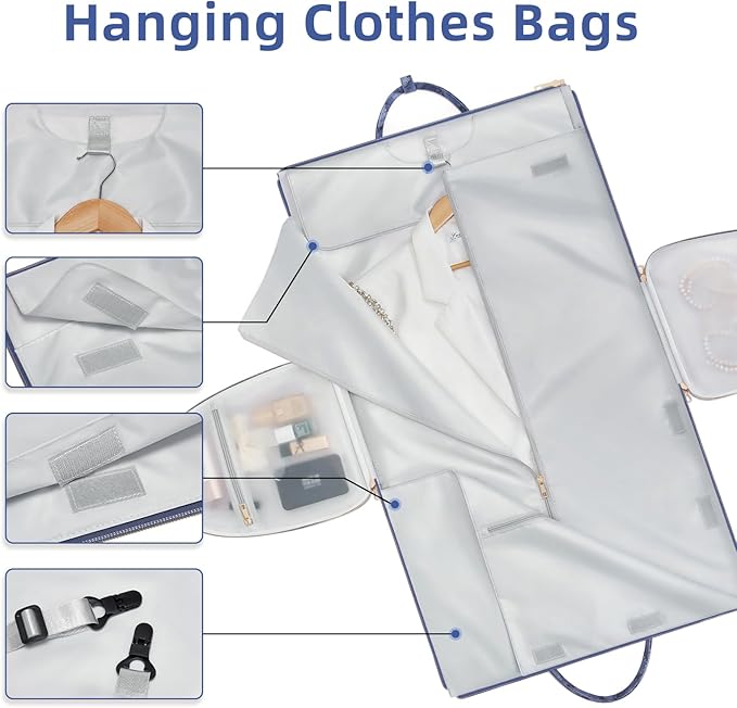 Convertible Garment Duffel Bag for Travel, 2-in-1 Foldable Travel Bag with Shoe Compartment, 20.5x10x12.5Inch Carry On Weekender Bags for Men Women Business Trip, Vacation, Graduation, Blue