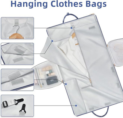 Convertible Garment Duffel Bag for Travel, 2-in-1 Foldable Travel Bag with Shoe Compartment, 20.5x10x12.5Inch Carry On Weekender Bags for Men Women Business Trip, Vacation, Graduation, Blue