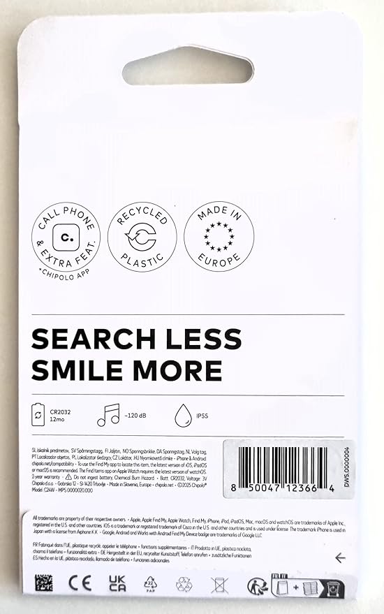 Chipolo POP Tracker Tag - Colorful, Compatible, Loud Bluetooth Tracker with Call Your Phone & Out of Range Alert, Works with Apple Find My or Google's Find My Device (Blue)