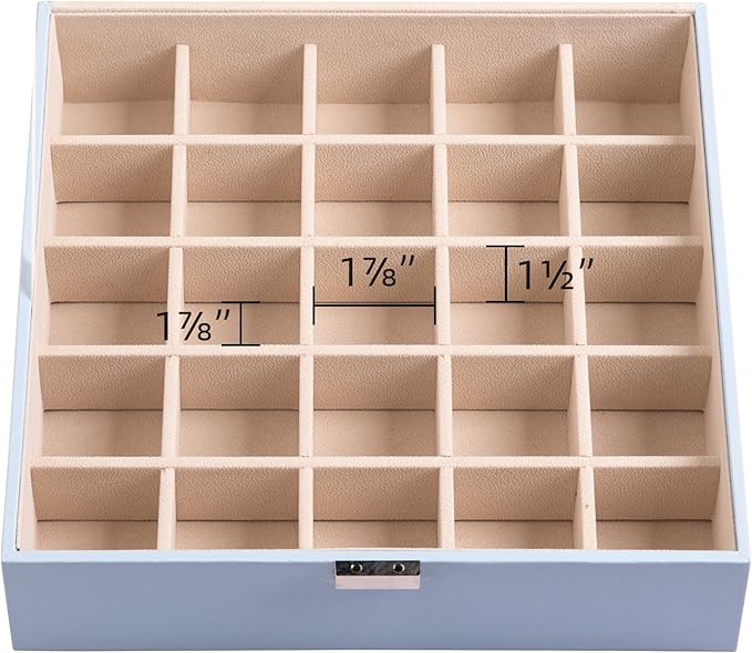 Frebeauty Earring Organizer Classic Jewelry Box 50 Slots Double Layer Jewelry Storage Case with 6 Necklace Hook and Bracelet Pocket(Sky Blue)