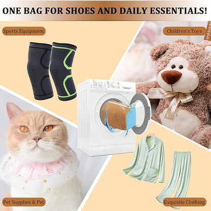 2 Pcs Shoe Washing Machine Bag Sneaker Laundry Bags For washers, Cleaned 360° Mesh Pouch Reusable & Durable Laundry Shoe Bag Side Zipper, Suitable for Washing Machine and Dryer(Light Brown)