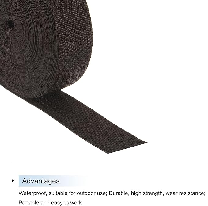 MECCANIXITY Lightweight Polypropylene Webbing Strap 2" 25 Yard Backpack Strapping Band Coffee for Outdoor Luggage Cargo Straps