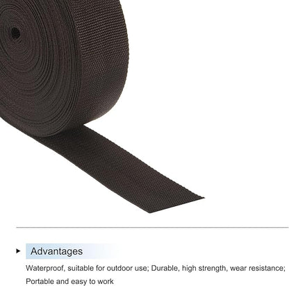 MECCANIXITY Lightweight Polypropylene Webbing Strap 2" 25 Yard Backpack Strapping Band Coffee for Outdoor Luggage Cargo Straps