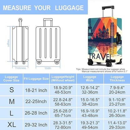Luggage Cover Washable Suitcase Protector Anti-Scratch,Stretchable Fit for 20-34Inch Luggage Durable Travel Bag Cover with Zipper Closure (Travel-1, XL(fits 32-34Inch suitcase))