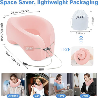 jiaao Neck Pillow Airplane, 2025 Upgraded Memory Foam Travel Pillow for International Flights, Adjustable Clasp, Storage Bag, Advanced Neck Support for Road Trips, Home, Office, and Gaming